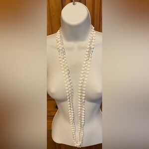 Vintage white multi-strand disc bead necklace Flapper Necklace MCM